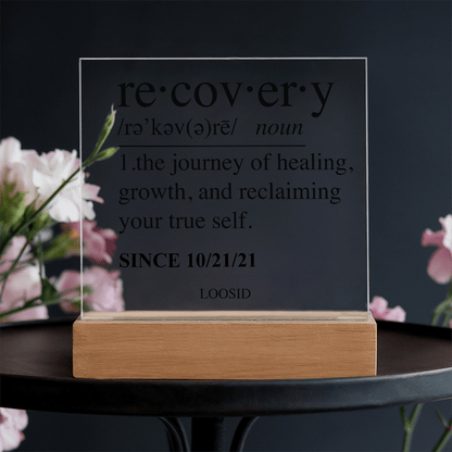 Recovery Acrylic Plaqye w Personalize Sober Date Sobriety Gift featuring the design (view 11)