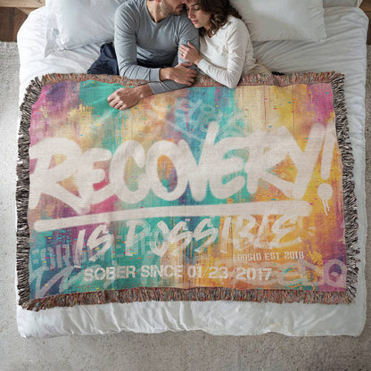 Recovery Is Possible Printed Blanket with Date Recovery Blanket back view (view 7)