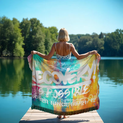 Recovery Is Possible Printed Blanket with Date Recovery Blanket graphic detail (view 4)