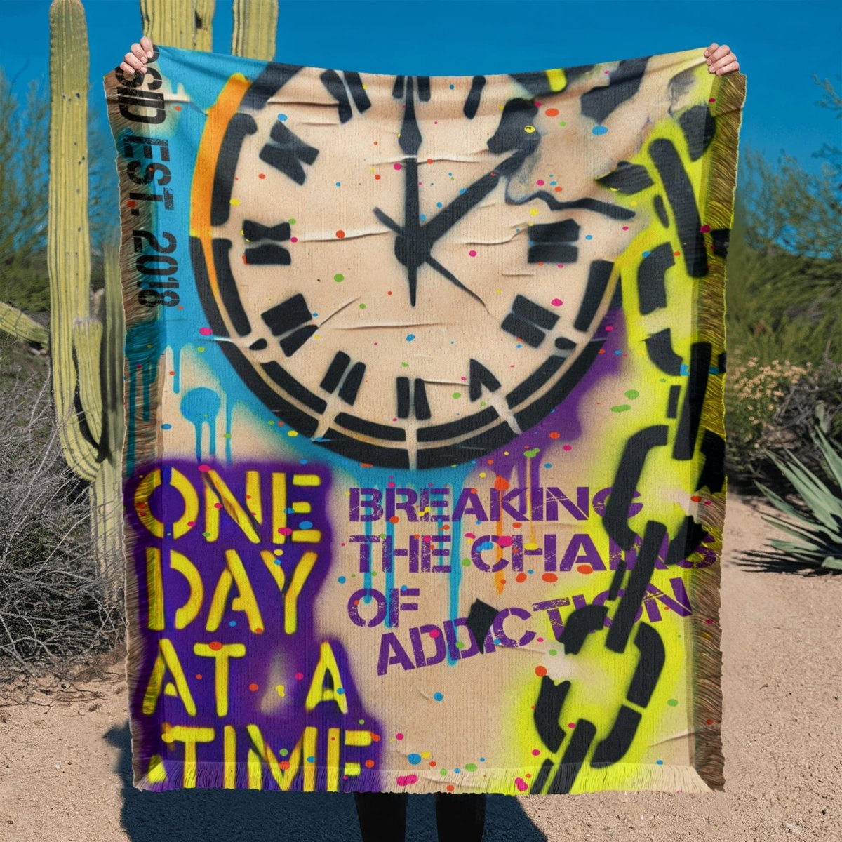 One Day at a Time Printed Recovery Blanket flat lay styled image (view 3)