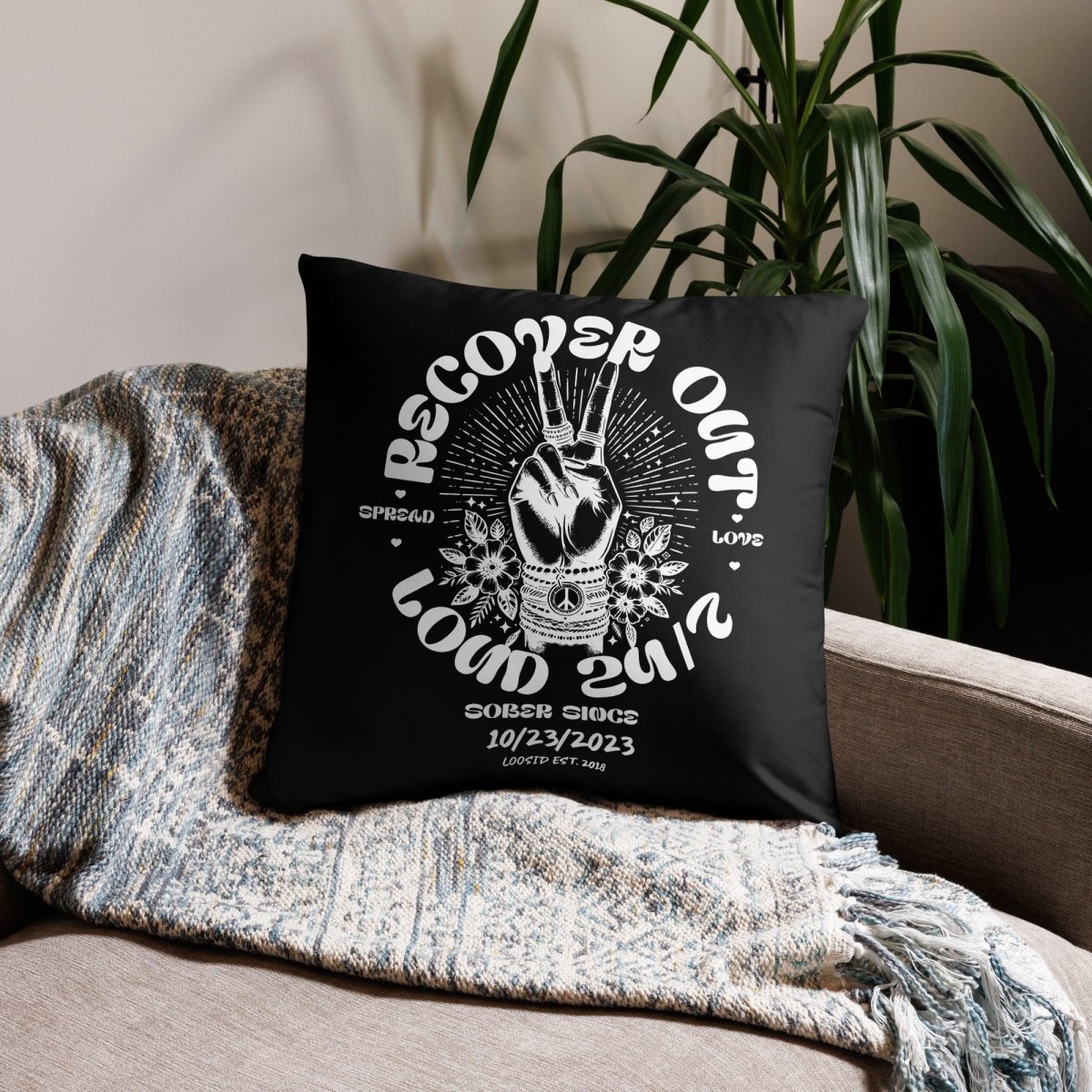 Recover Out Loud Sober Pillow graphic detail (view 4)