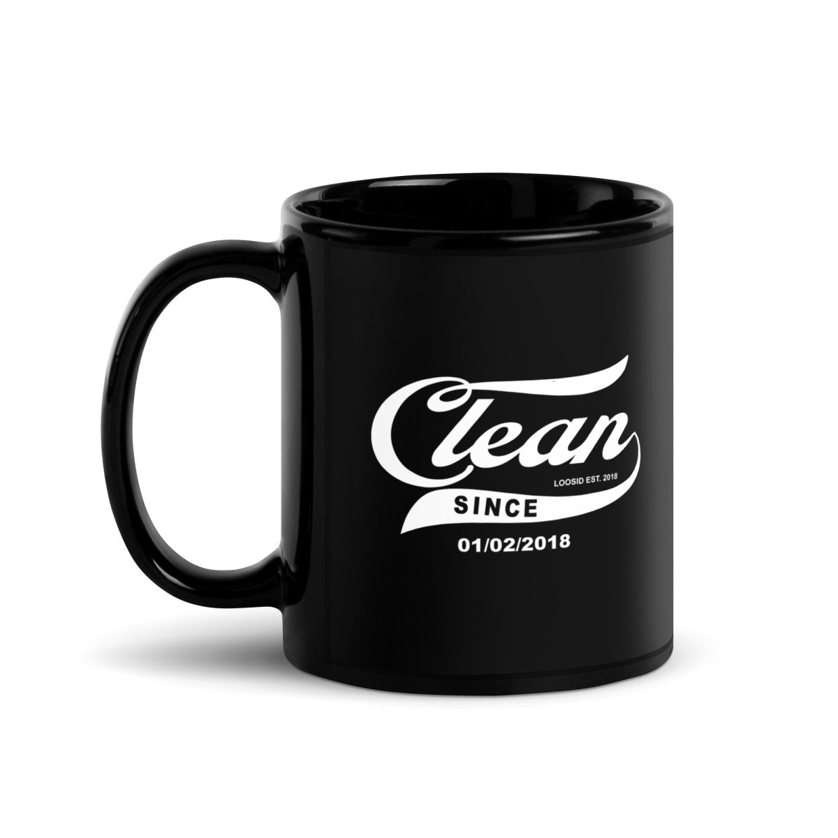 Clean Since Date Sober Coffee Mug close-up view (view 2)