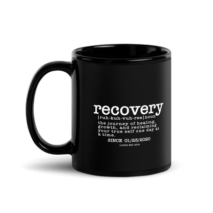 Loosid Recovery Definition Glossy Sober Sober Coffee Mug featuring the design