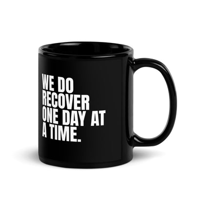 We Do Recover One Day at a Time Sober Coffee Mug flat lay styled image (view 3)