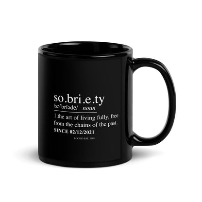 Sobriety Definition Glossy Sober Sober Coffee Mug flat lay styled image (view 3)
