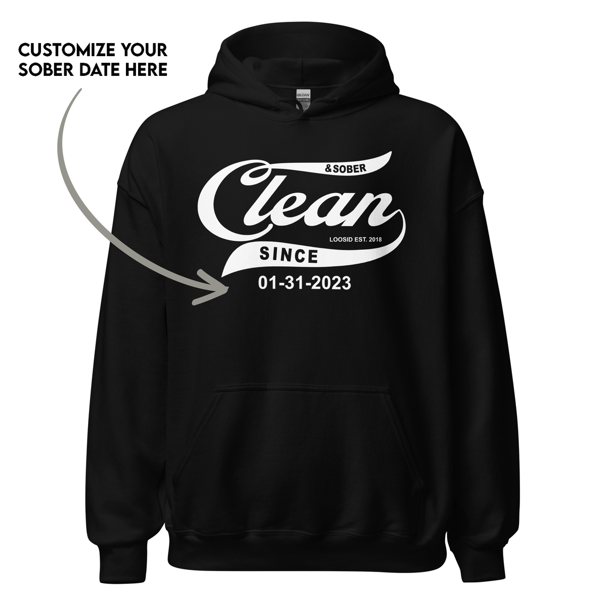 Personalized Recovery Hoodie celebrating sobriety milestones