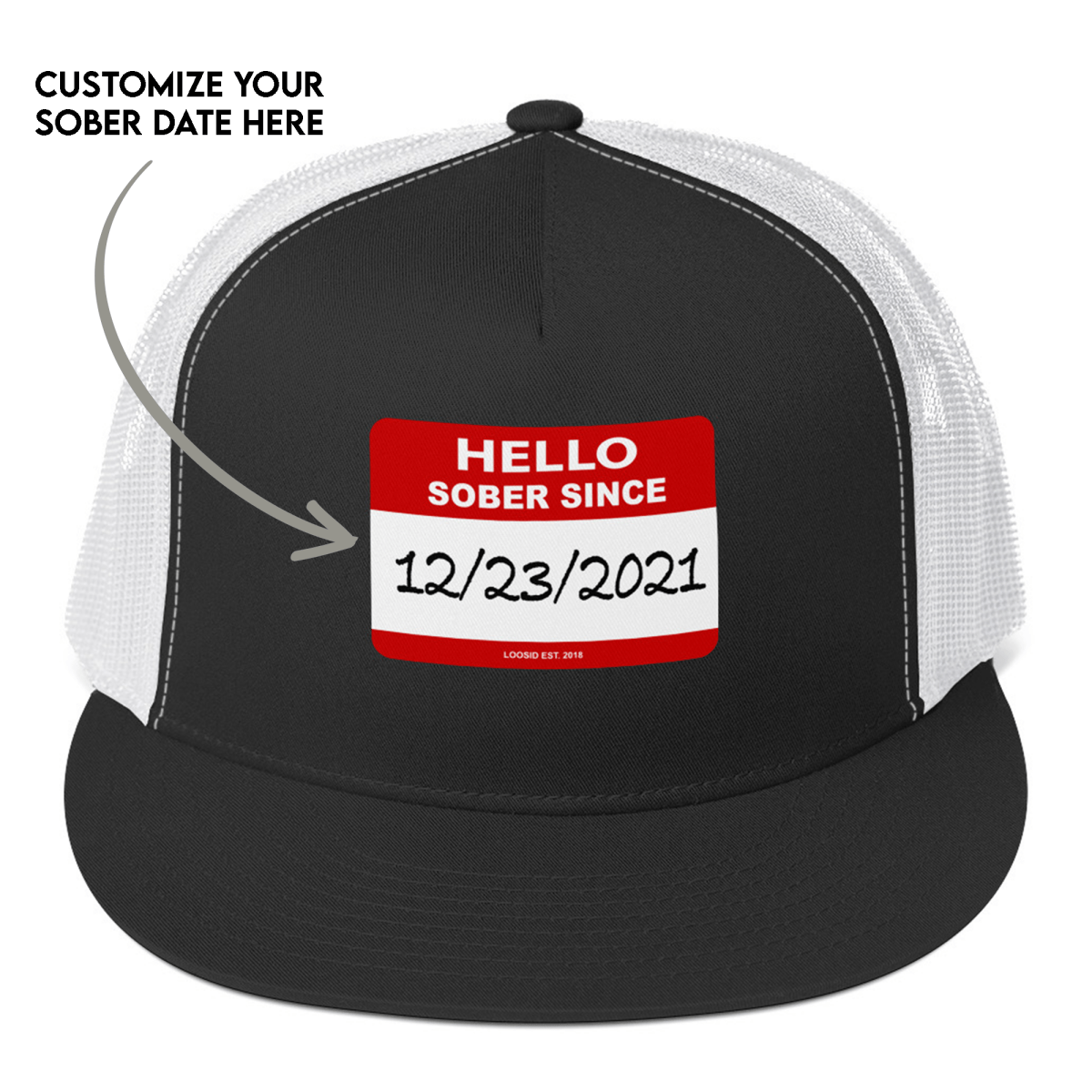 Loosid Hello Sober Since Sober Hat featuring the design