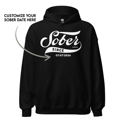 Sober Since Recovery Hoodie flat lay styled image (view 3)