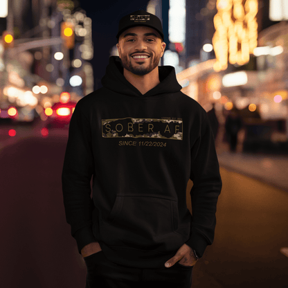 Sober AF Camo Recovery Hoodie back view (view 7)