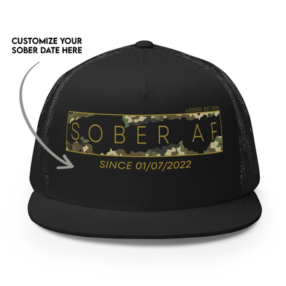 Camo Sober AF Sober Hat close-up view (view 2)