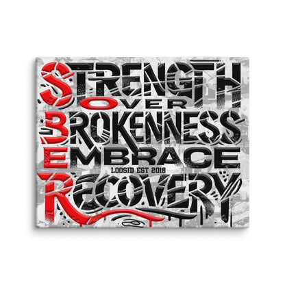 SOBER Strength Graffiti Canvas for Bold Recovery Decor Sobriety Art lifestyle view (view 5)