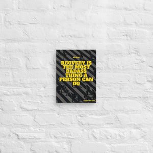 "Badazz Canvas" sobriety art with motivational recovery quote