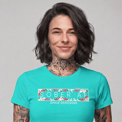 Sober T Shirt | Women's Sober AF Tee with Custom Sobriety Date