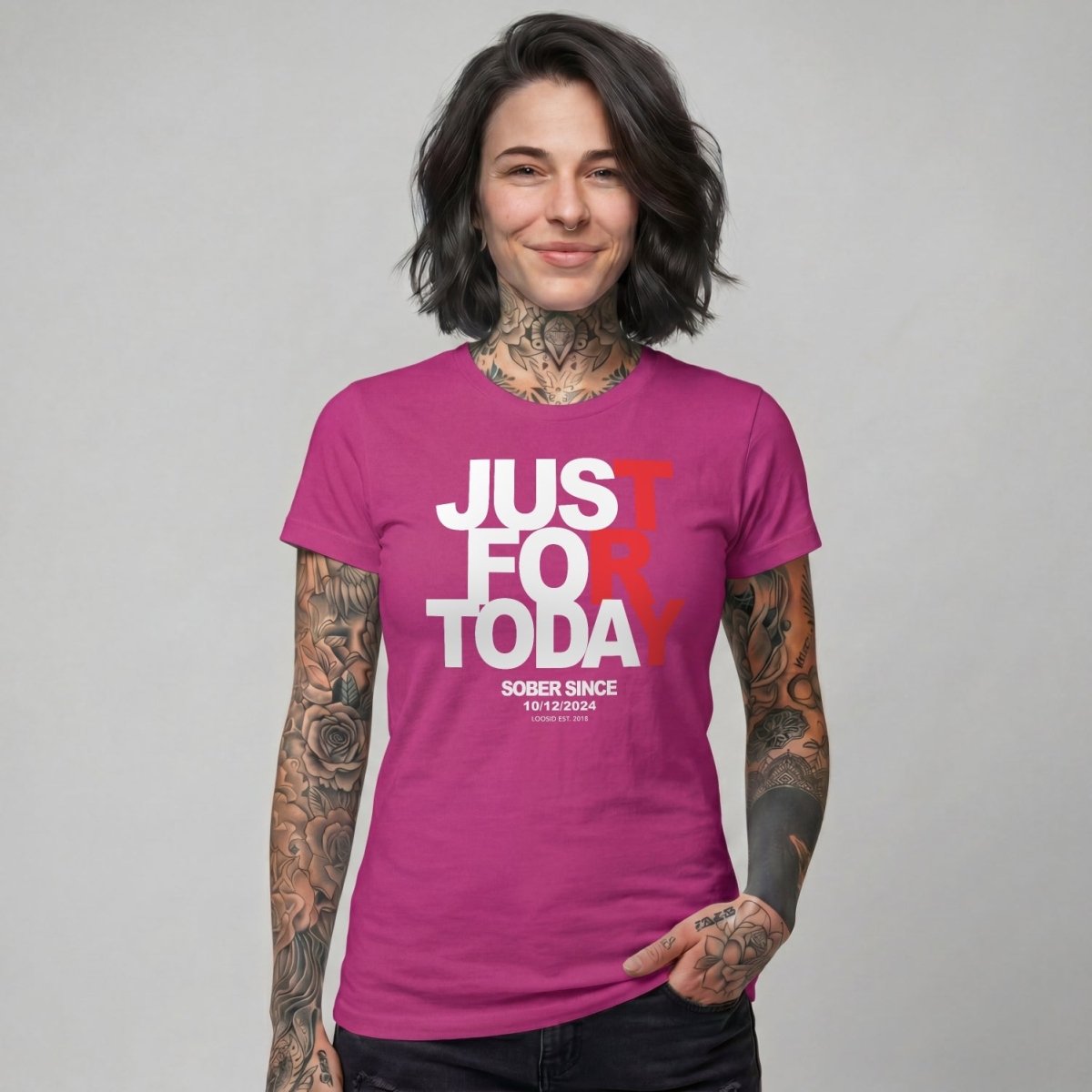 Just Try For Today Sober T Shirt with Custom Sobriety Date