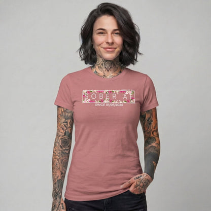 Sober T Shirt | Women's Sober AF Tee with Custom Sobriety Date