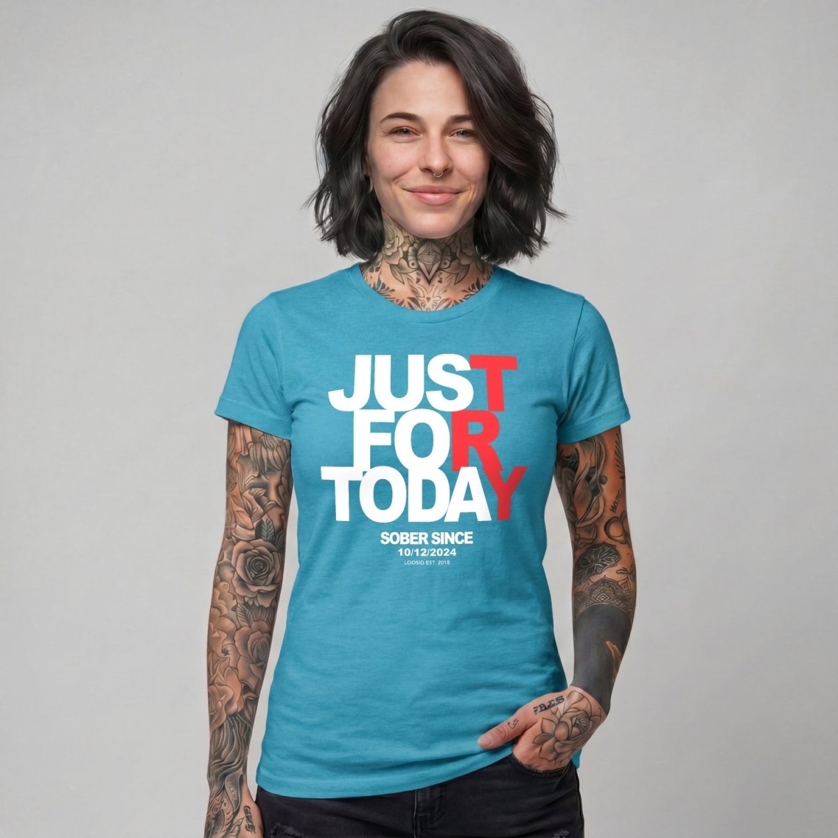 Just Try For Today Sober T Shirt with Custom Sobriety Date