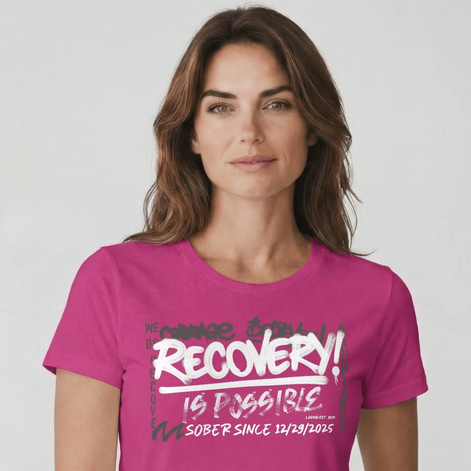 Sober T Shirt | Women's Recovery Is Possible Tee with Personalized Sobriety Date