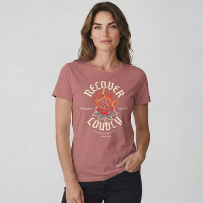 Recover Loudly Sober T Shirt with Custom Sobriety Date