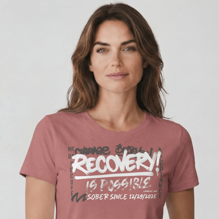Sober T Shirt | Women's Recovery Is Possible Tee with Personalized Sobriety Date