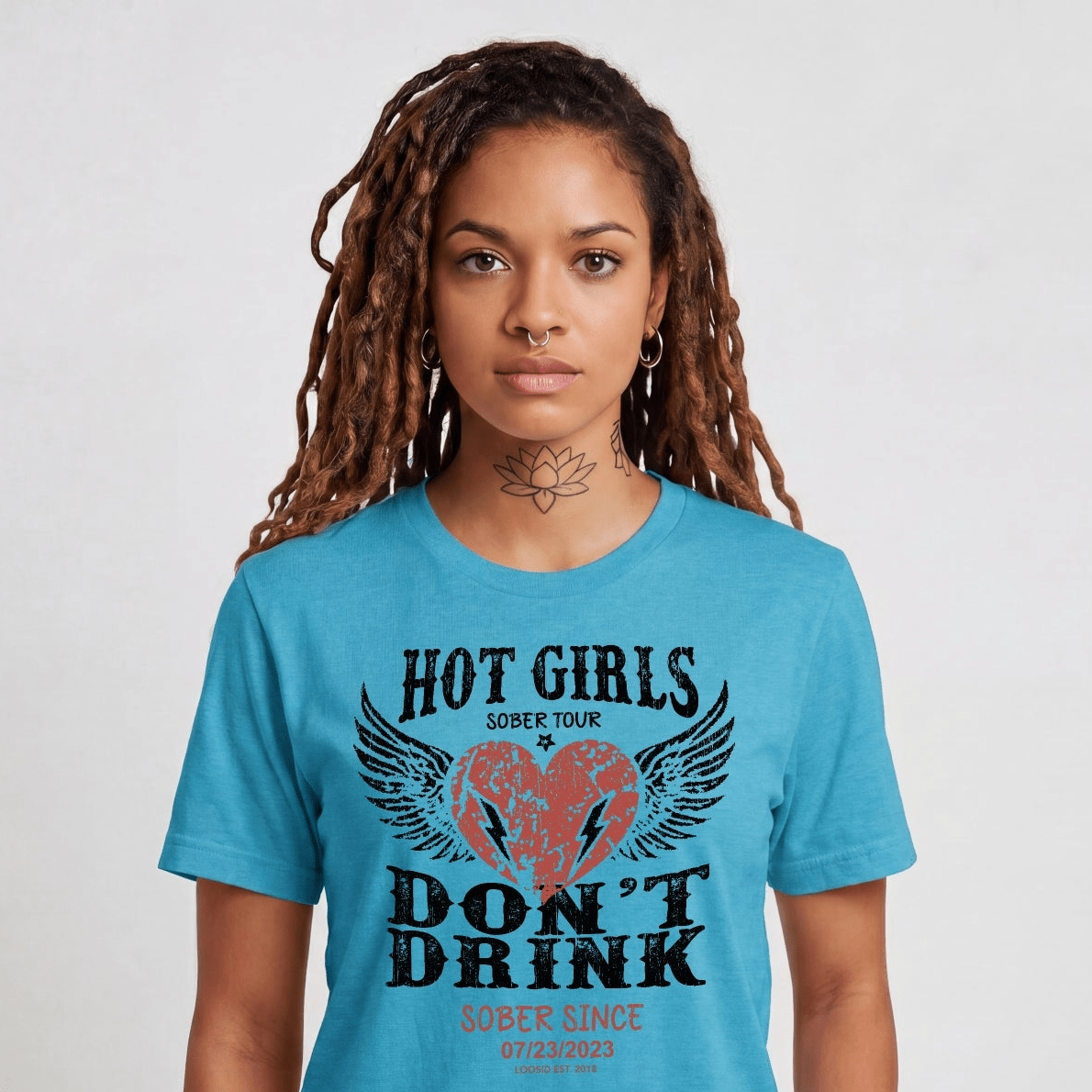 Hot Girls Sober T Shirt with Custom Sobriety Date
