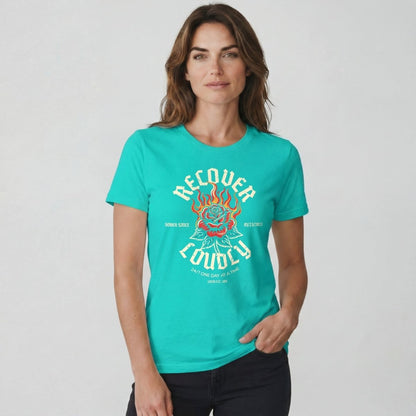 Recover Loudly Sober T Shirt with Custom Sobriety Date