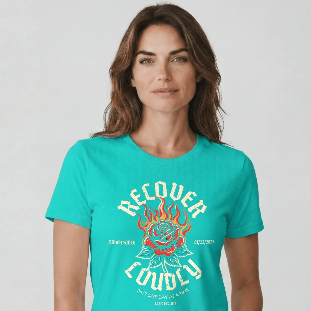 Recover Loudly Sober T Shirt with Custom Sobriety Date