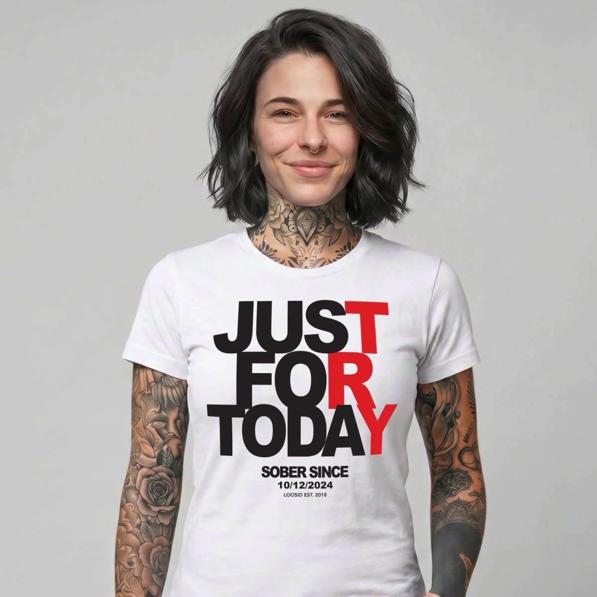 Just Try For Today Sober T Shirt lifestyle view (view 25)