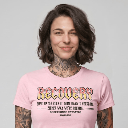 Recovery Rock Sober T Shirt fit detail (view 19)