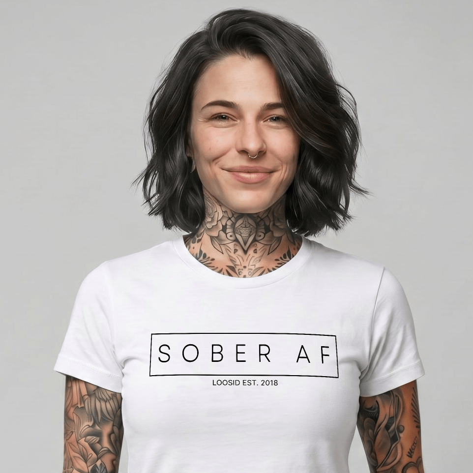 Sober AF Sober T Shirt close-up view (view 2)