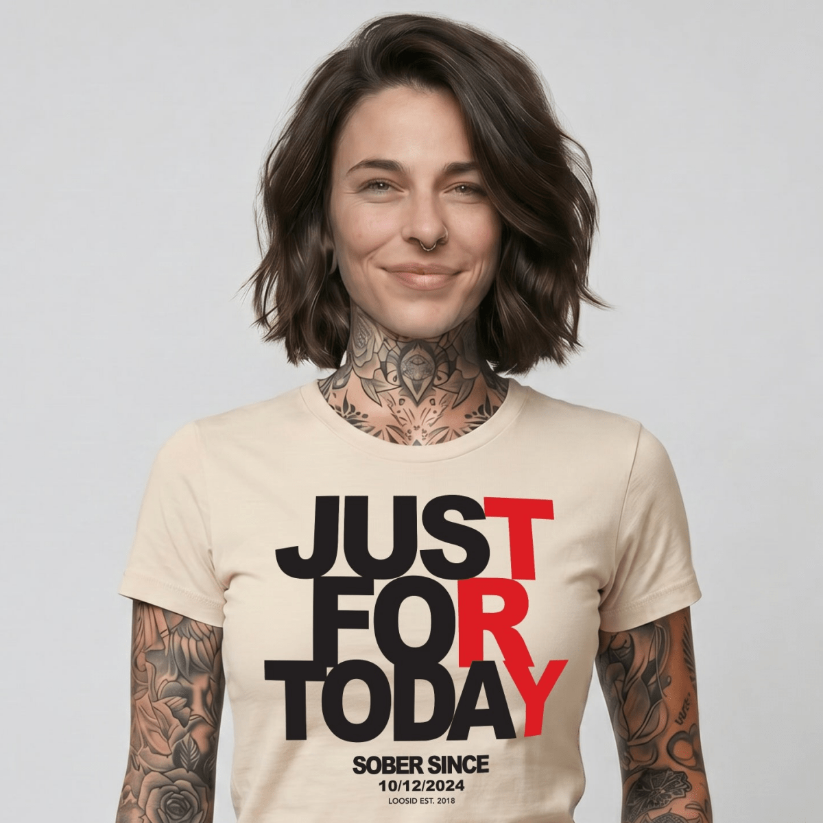 Just Try For Today Sober T Shirt featuring the design (view 31)
