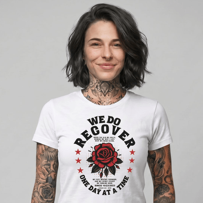 We Do Recover Sober T Shirt fit detail (view 9)