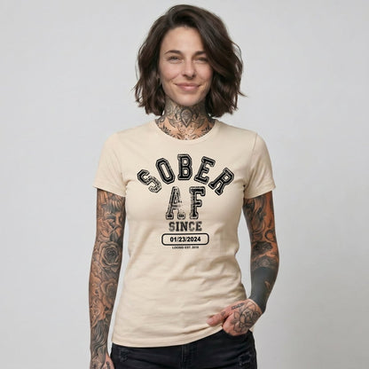Sober AF Since Sober Sober T Shirt flat lay styled image (view 33)