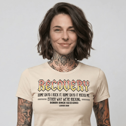 Recovery Rock Sober T Shirt lifestyle view (view 25)