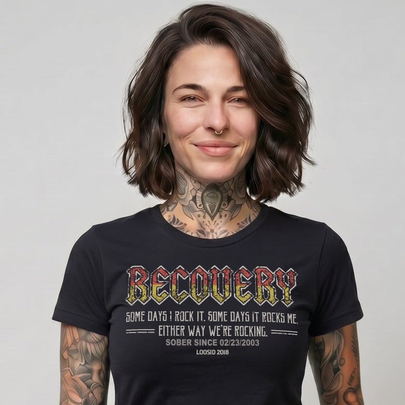 Loosid Recovery Rock Sober T Shirt featuring the design