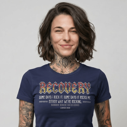 Recovery Rock Sober T Shirt back view (view 7)