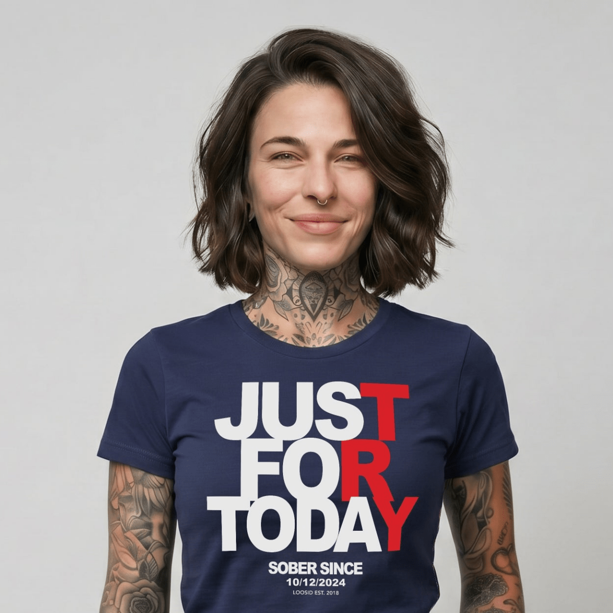 Just Try For Today Sober T Shirt with Custom Sobriety Date