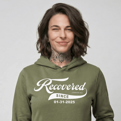 Recovered Since Recovery Hoodie flat lay styled image (view 23)