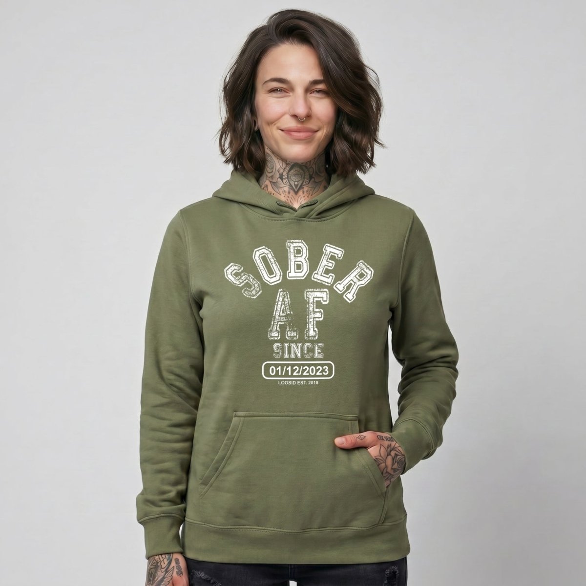 Sober AF Since Recovery Hoodie side view (view 26)