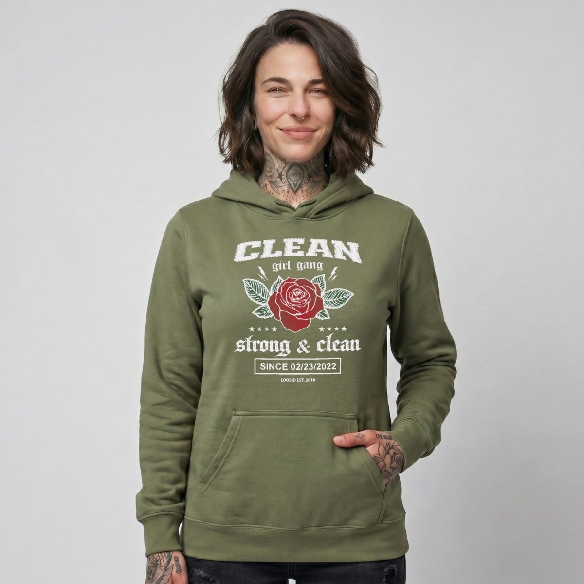 Clean Girl Gang Strong & Clean Crest Recovery Hoodie lifestyle view (view 25)