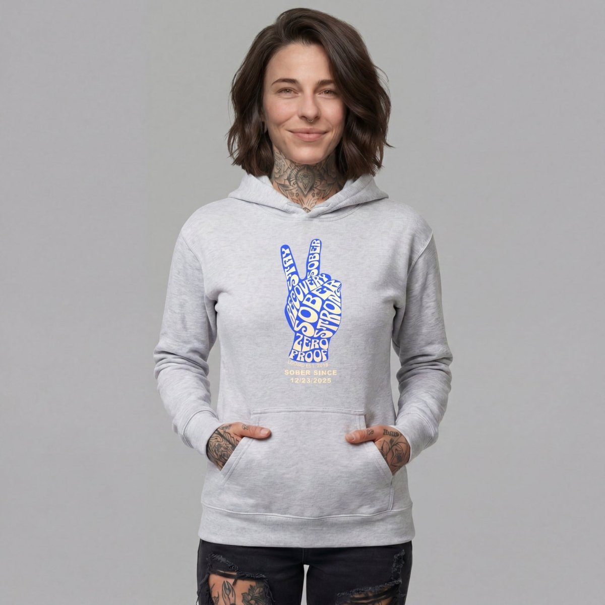 Peace & Sober Recovery Hoodie graphic detail (view 4)