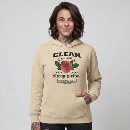 Clean Girl Gang Strong & Clean Crest Recovery Hoodie flat lay styled image (view 13)