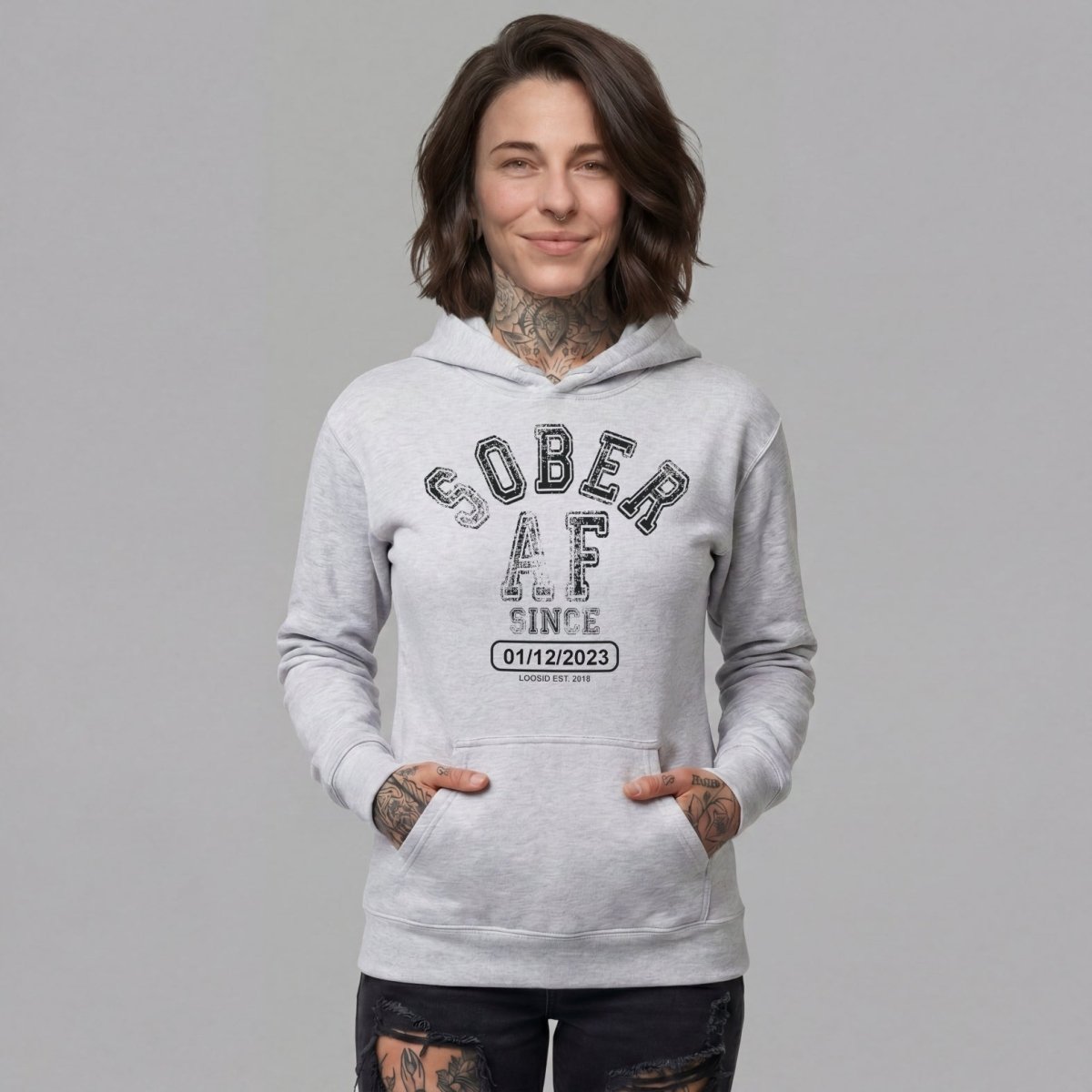 Sober AF Since Recovery Hoodie product photo (view 50)