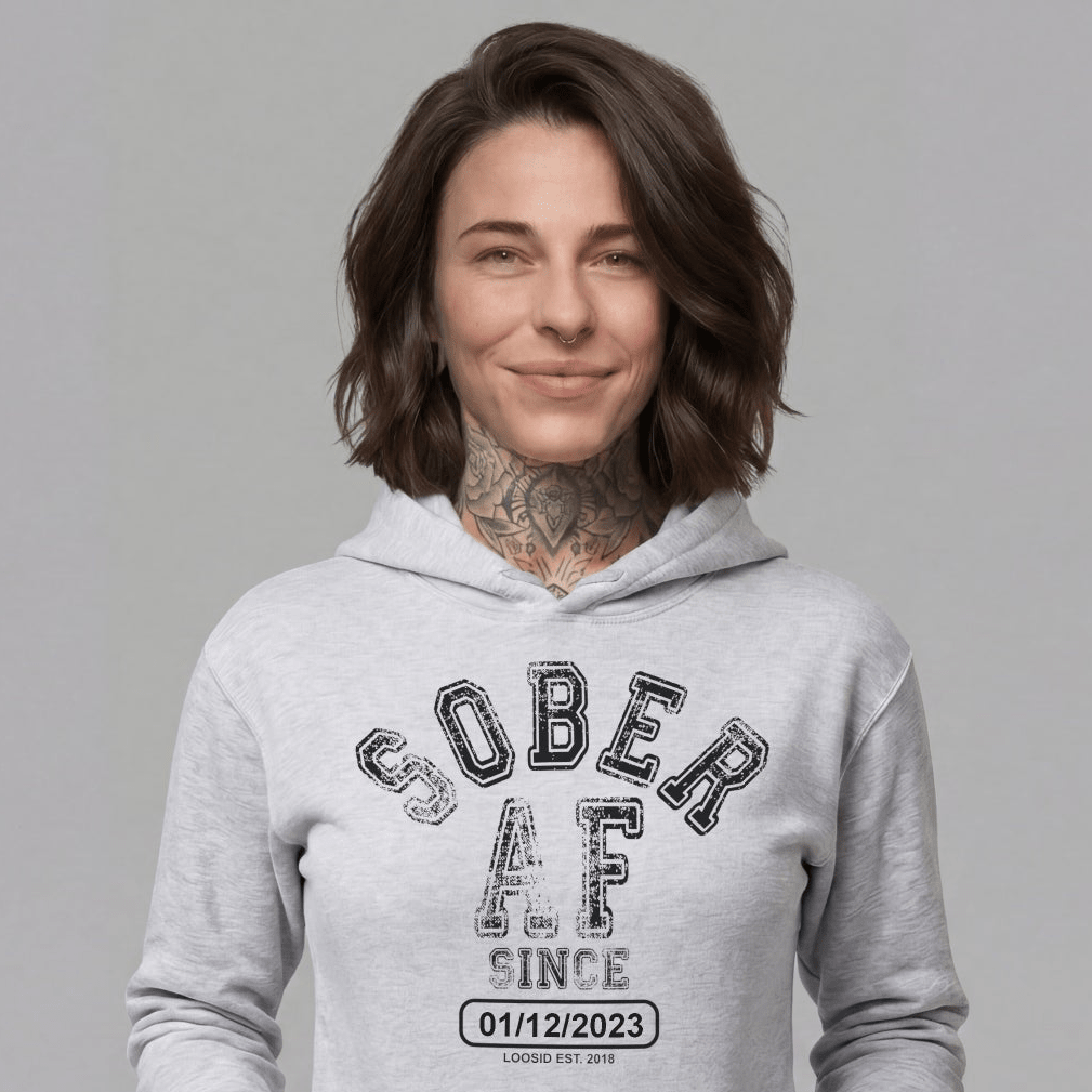 Sober AF Since Recovery Hoodie packaging detail (view 48)