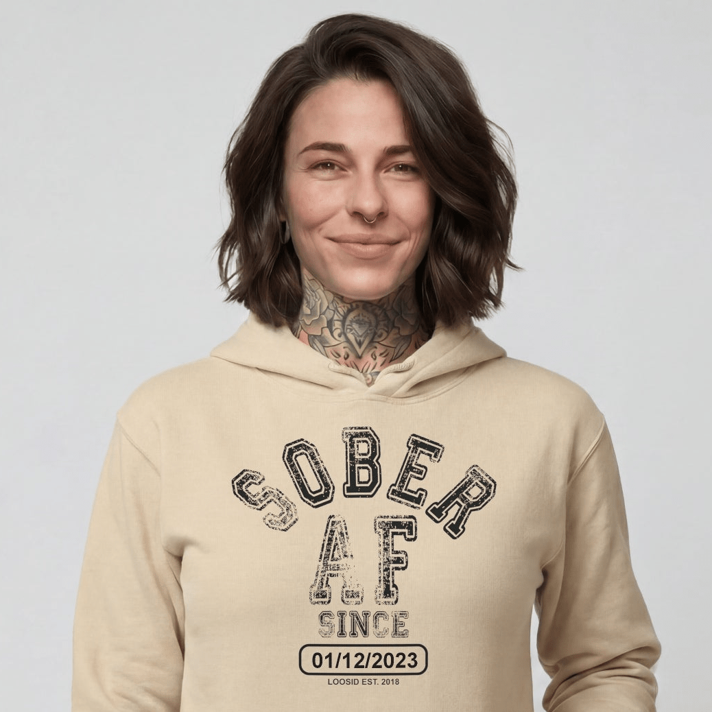 Sober AF Since Recovery Hoodie packaging detail (view 28)