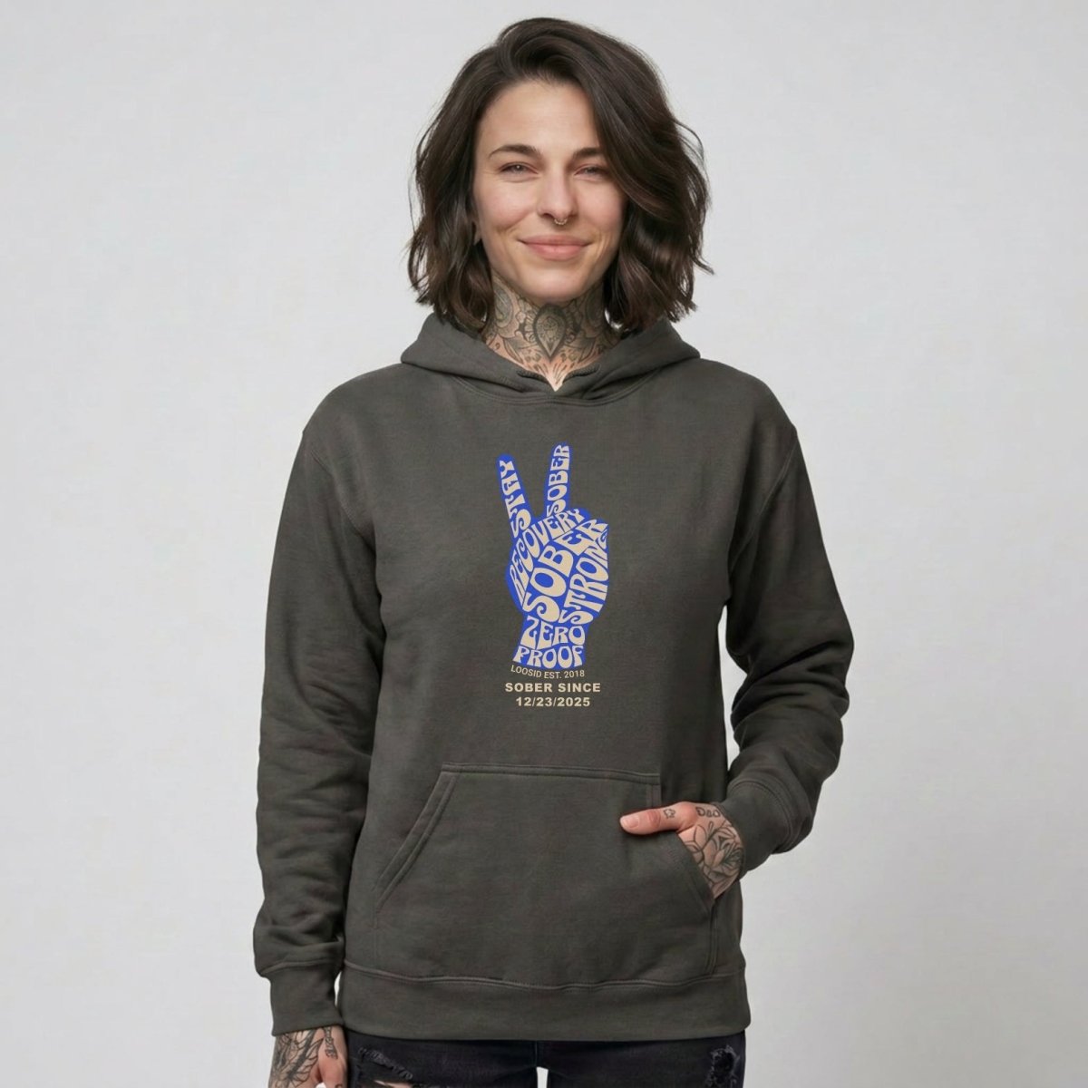 Peace & Sober Recovery Hoodie side view (view 16)