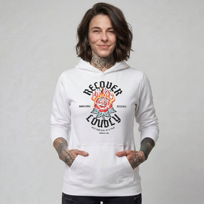 Recover Loudly Women's Custom Sobriety Date Recovery Hoodie graphic detail (view 44)