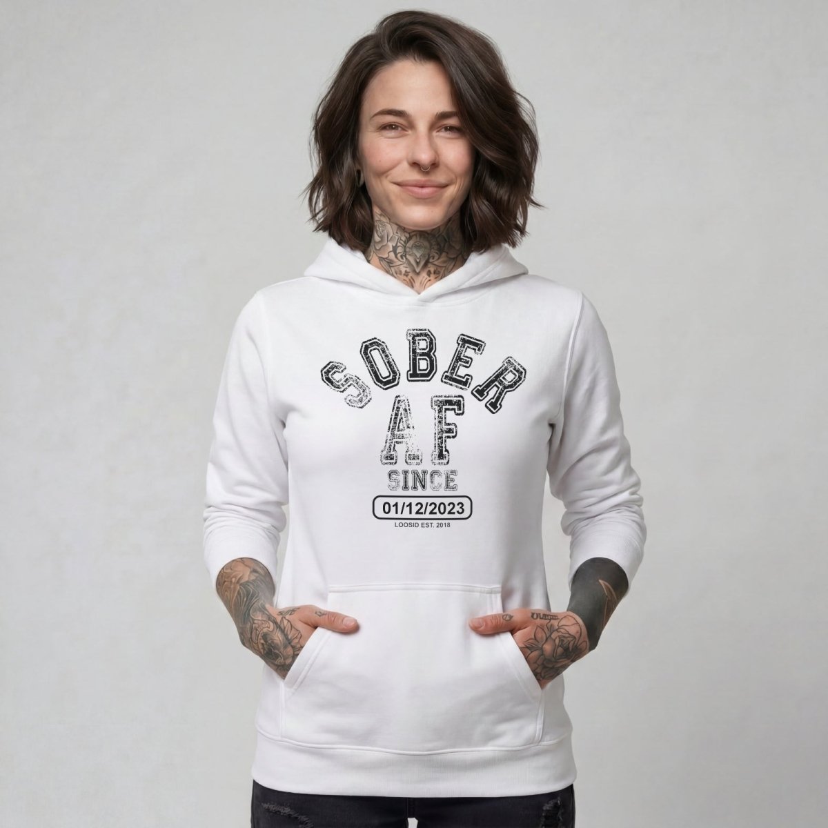 Sober AF Since Recovery Hoodie featuring the design (view 41)