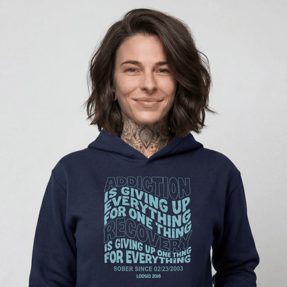 Addiction is Giving up Recovery Hoodie back view (view 7)