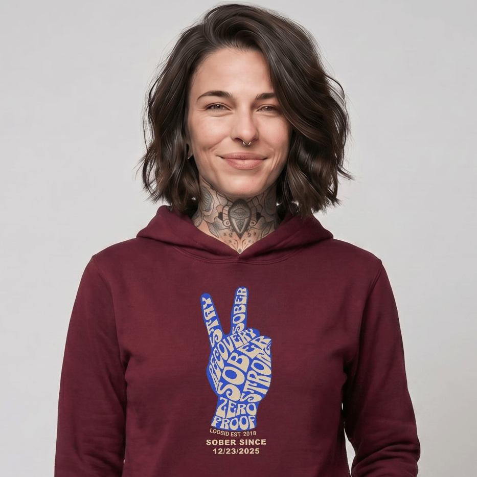 Peace & Sober Recovery Hoodie close-up view (view 12)