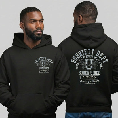Loosid Sobriety Dept Recovery Hoodie featuring the design